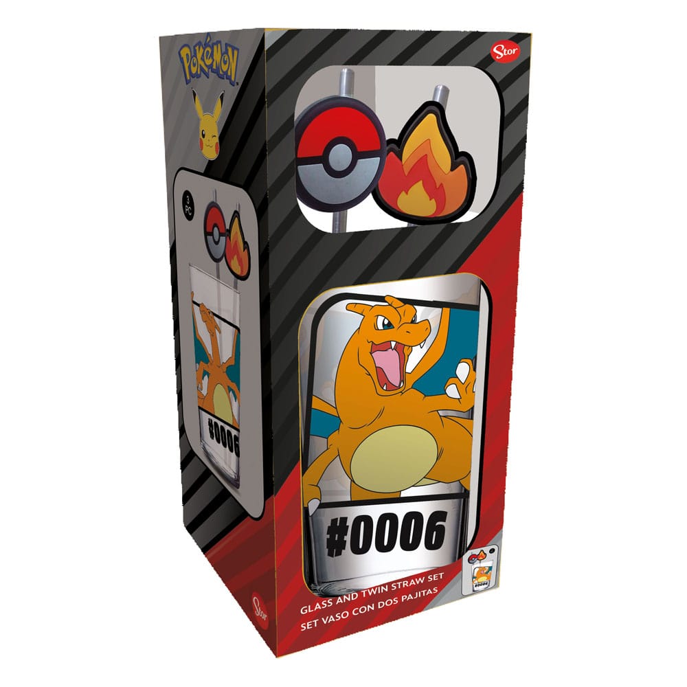 Pokémon Glass Tumbler with Straws Charizard 480 ml Stor