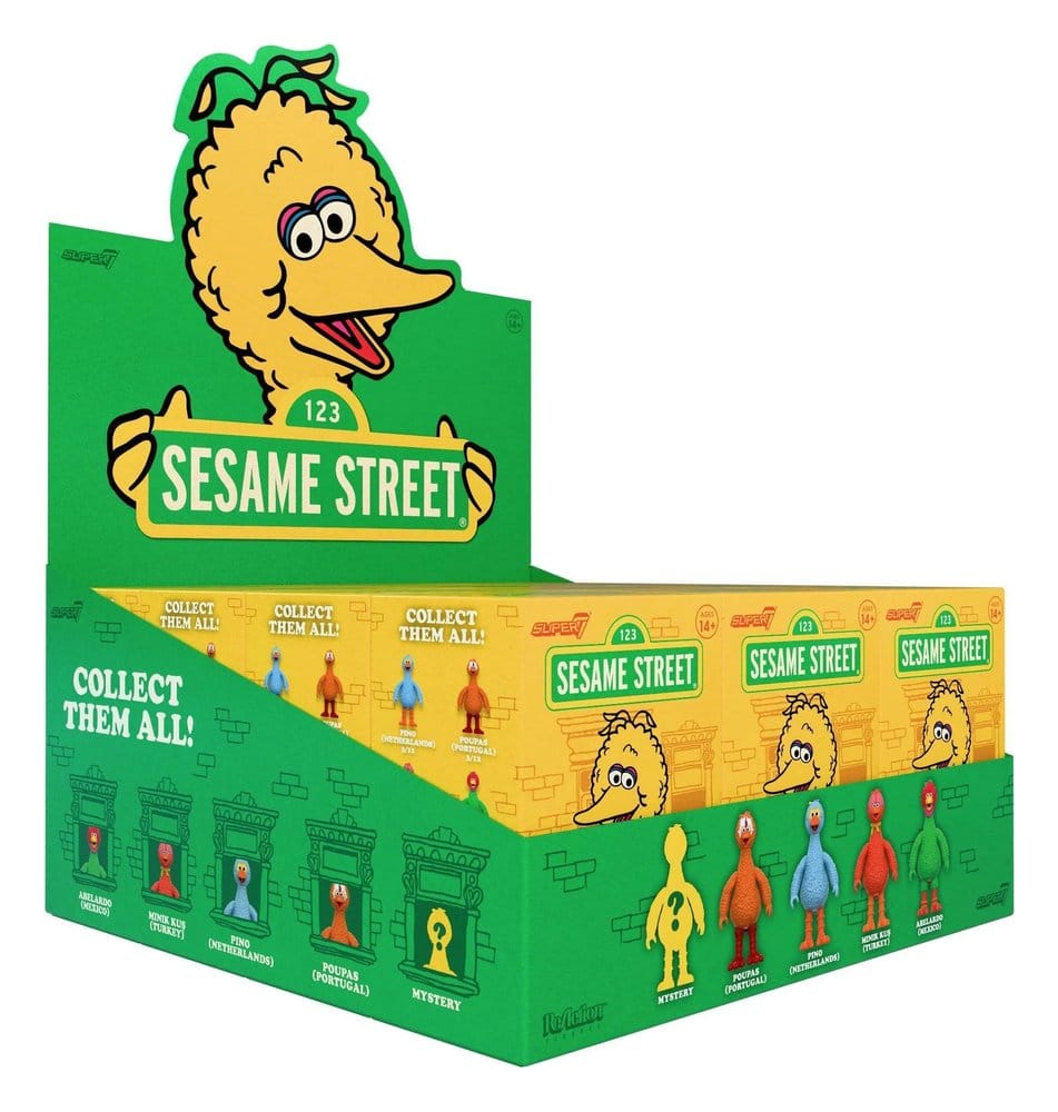 Sesame Street Big Birds from Around the World Action Figure Blind Box Wave 5 Display 12 Super7