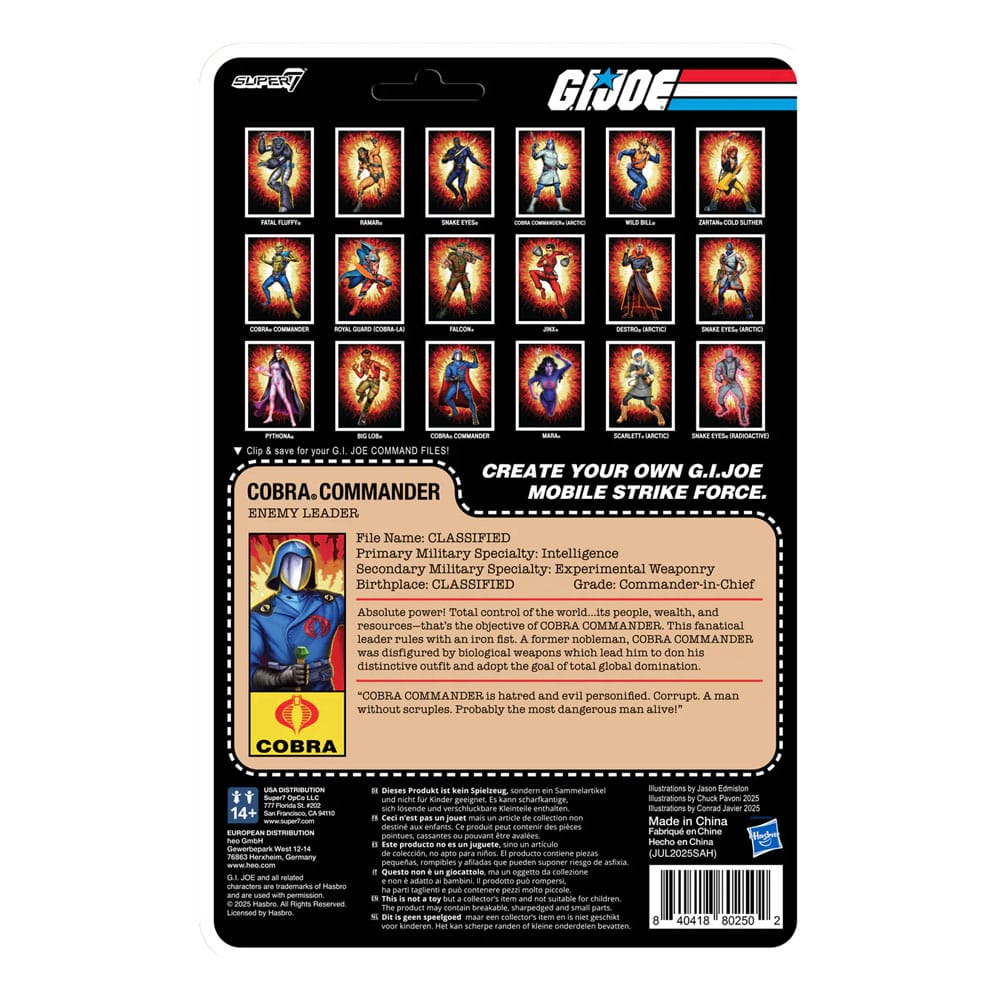 GI Joe ReAction+ Action Figure Wave 06 Cobra Commander Movie Black Cape Super7