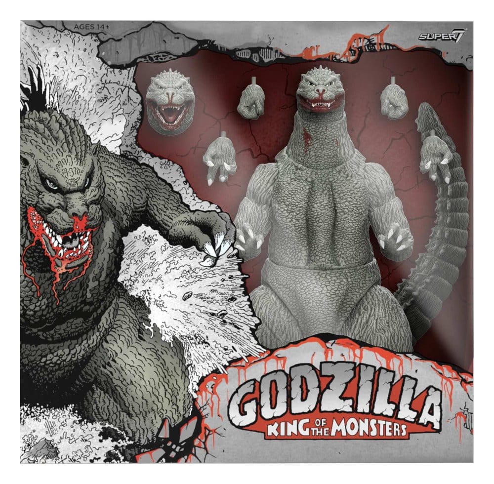 Godzilla 1989 Toho Ultimates Action Figure Godzilla Greyscale Comic Book Thirsty for Blood Super7