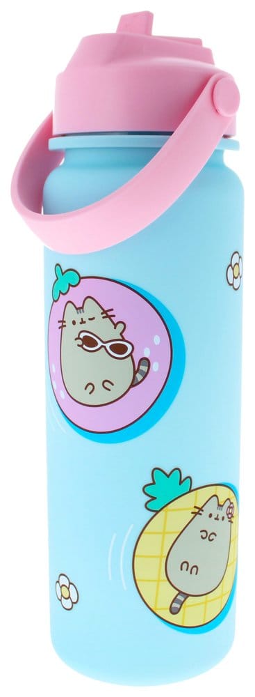 Pusheen Water Bottle Flip Top By The Pool Blue Thumbs Up