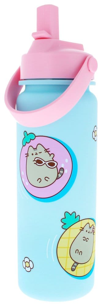 Pusheen Water Bottle Flip Top By The Pool Blue Thumbs Up
