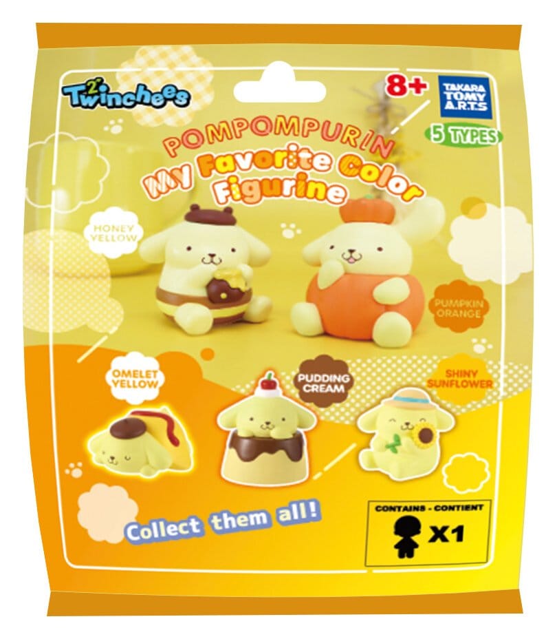 Sanrio Twinchees Mini Figures Pompompurin My Fav Color Blind Pack Display 24 Takara Tomy