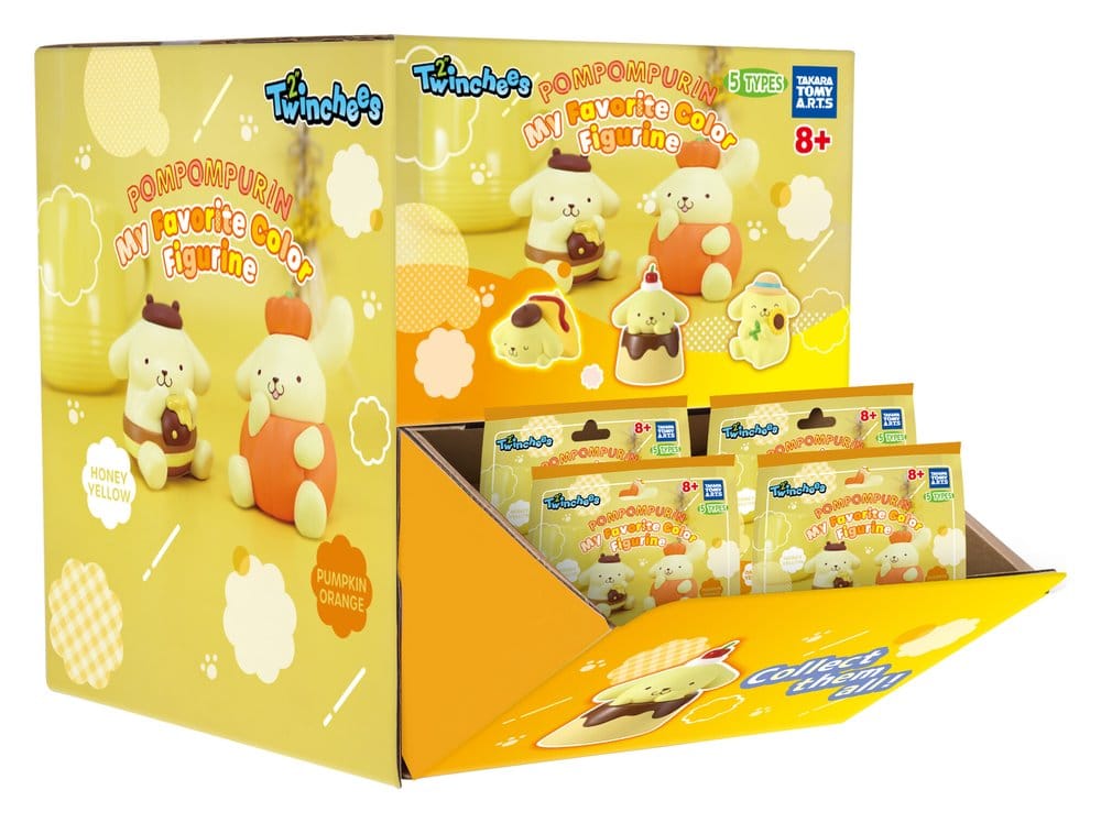 Sanrio Twinchees Mini Figures Pompompurin My Fav Color Blind Pack Display 24 Takara Tomy
