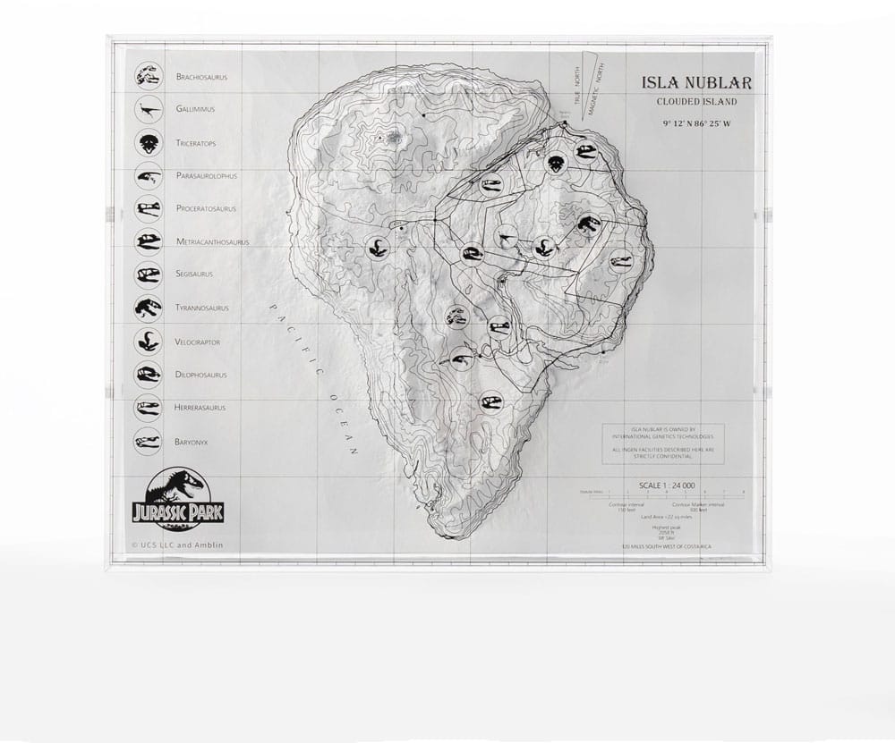 Jurassic Park Topographic Map Isla Nublar Elite Creature Collectibles