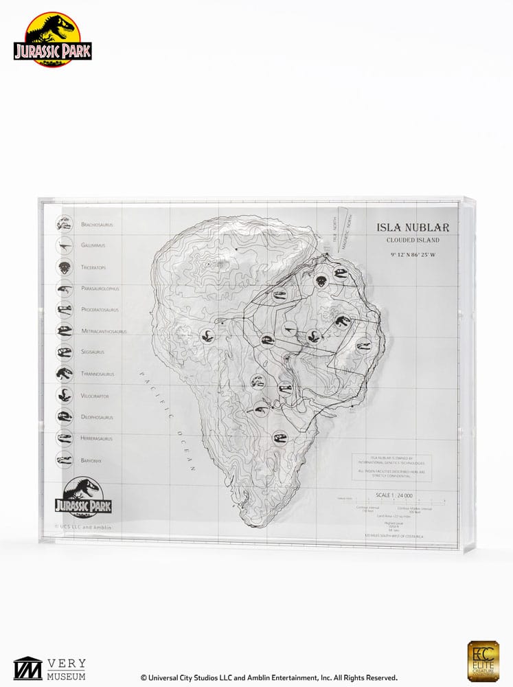 Jurassic Park Topographic Map Isla Nublar Elite Creature Collectibles