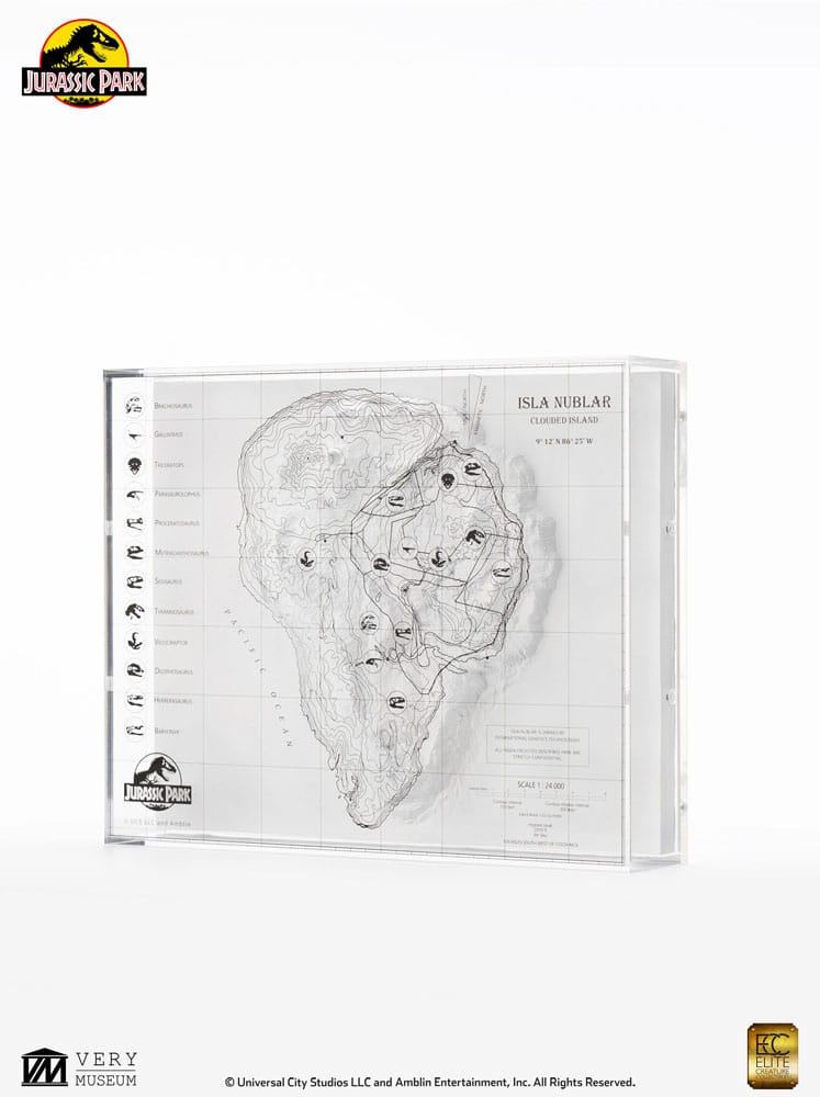 Jurassic Park Topographic Map Isla Nublar Elite Creature Collectibles