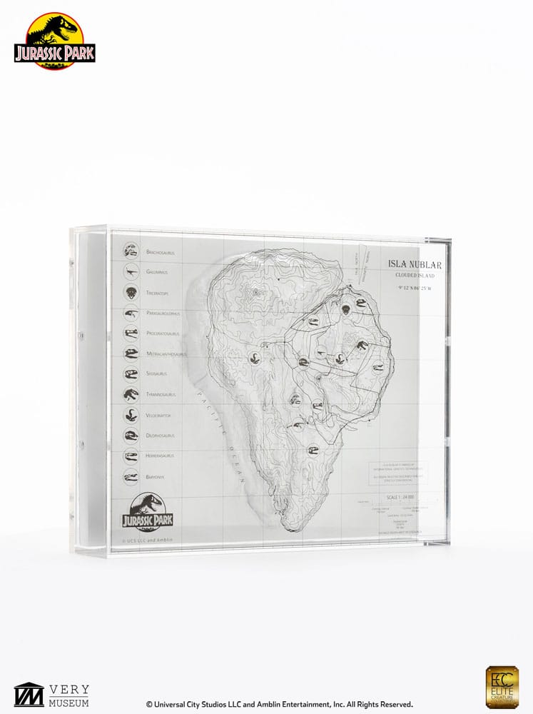 Jurassic Park Topographic Map Isla Nublar Elite Creature Collectibles