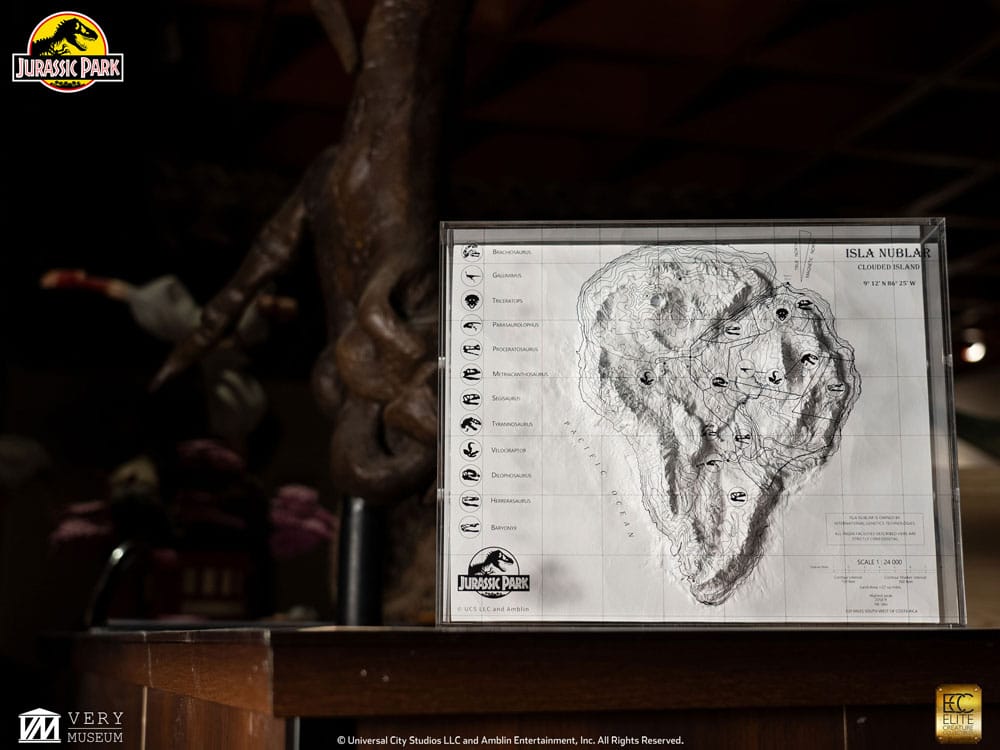Jurassic Park Topographic Map Isla Nublar Elite Creature Collectibles