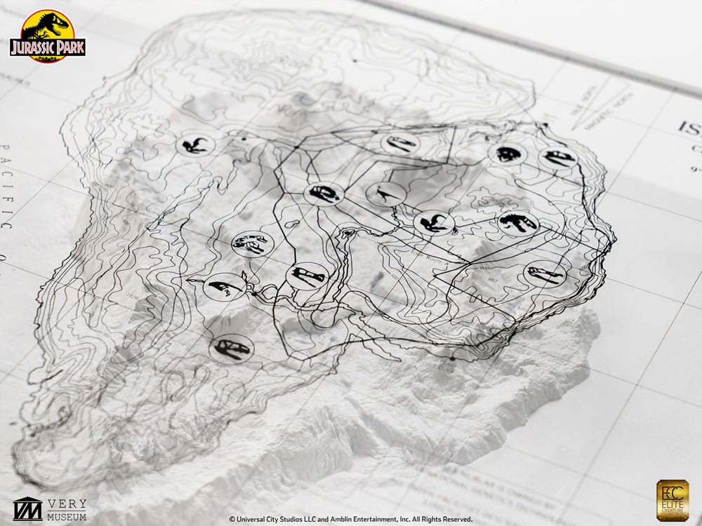 Jurassic Park Topographic Map Isla Nublar Elite Creature Collectibles