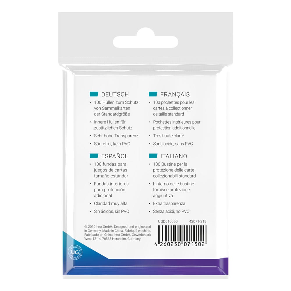 Ultimate Guard Precise Fit Sleeves Standard Size 100 Ultimate Guard