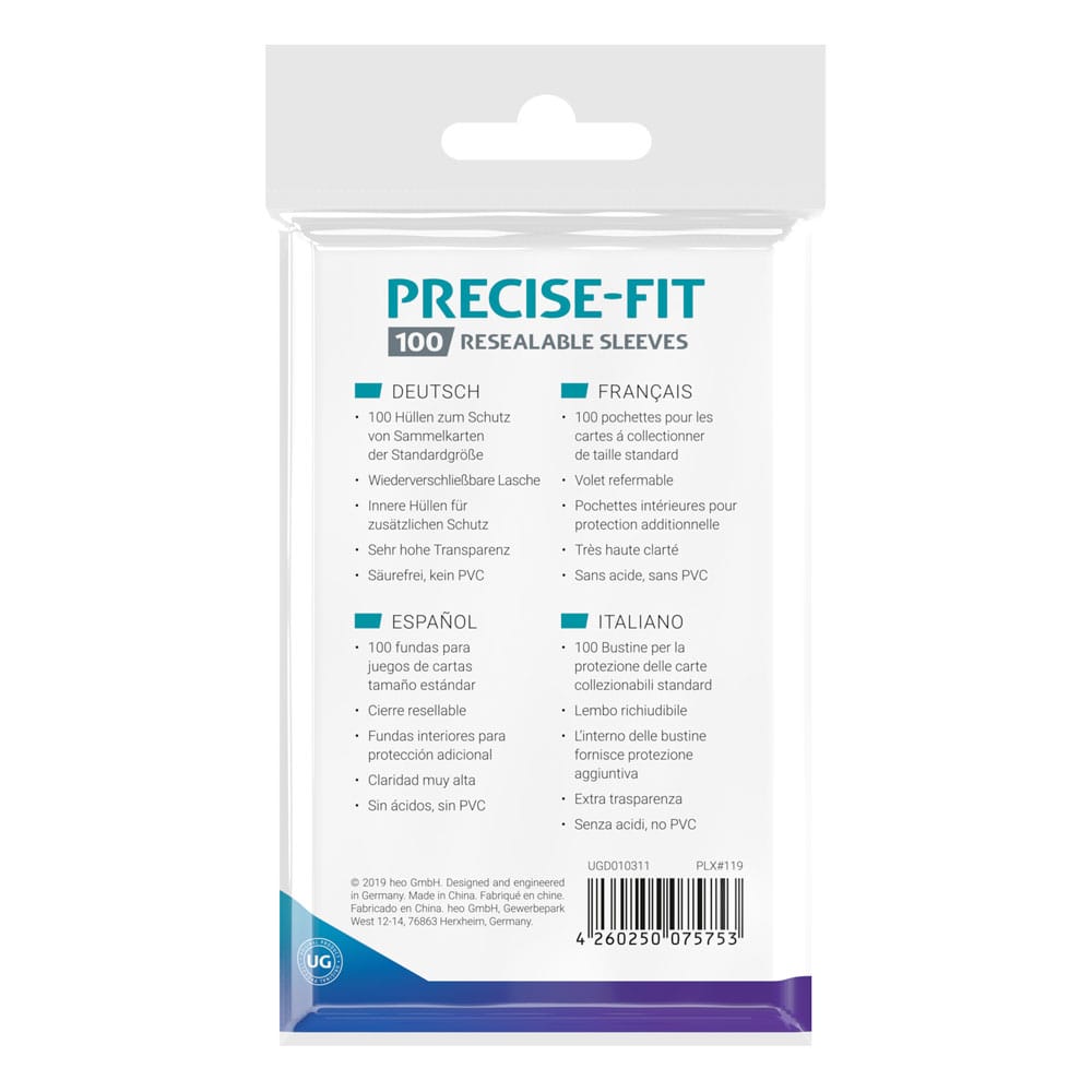 Ultimate Guard Precise Fit Sleeves Standard Size 100 Resealable Ultimate Guard