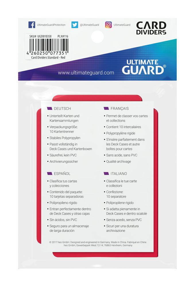 Ultimate Guard Card Dividers Standard Size 10 Red Ultimate Guard
