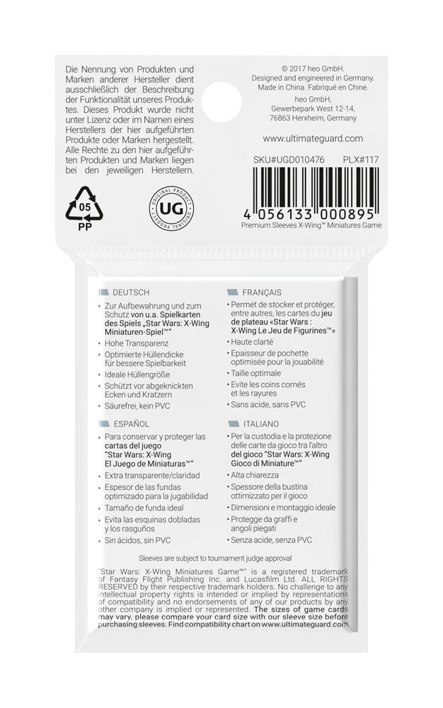 Ultimate Guard Board Game Sleeves 50 X Wing Miniatures Game Ultimate Guard