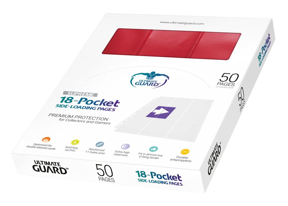 Ultimate Guard 18 Pocket Pages Side Loading 50 Red Ultimate Guard