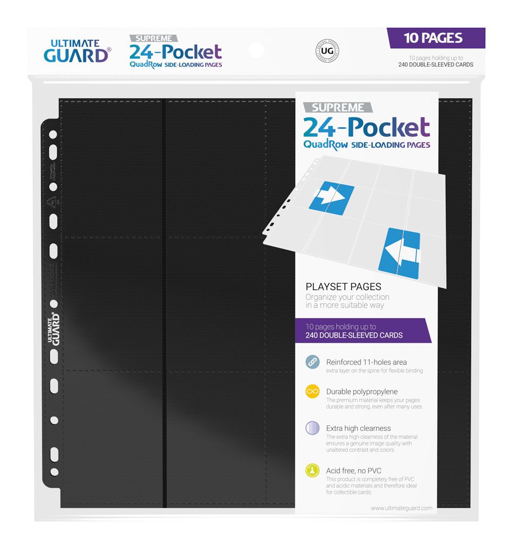 Ultimate Guard 24 Pocket QuadRow Pages Side Loading 10 Black Ultimate Guard