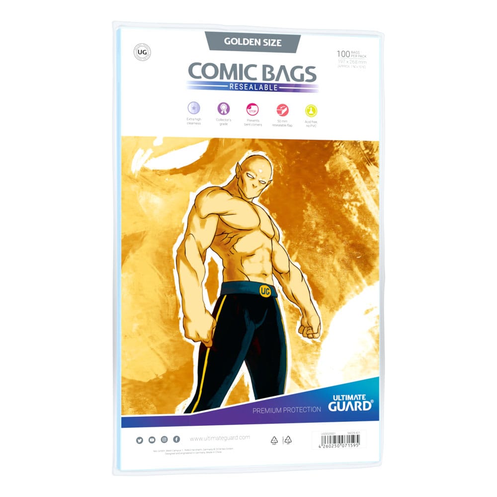 Ultimate Guard Comic Bags Resealable 100 Golden Size Ultimate Guard