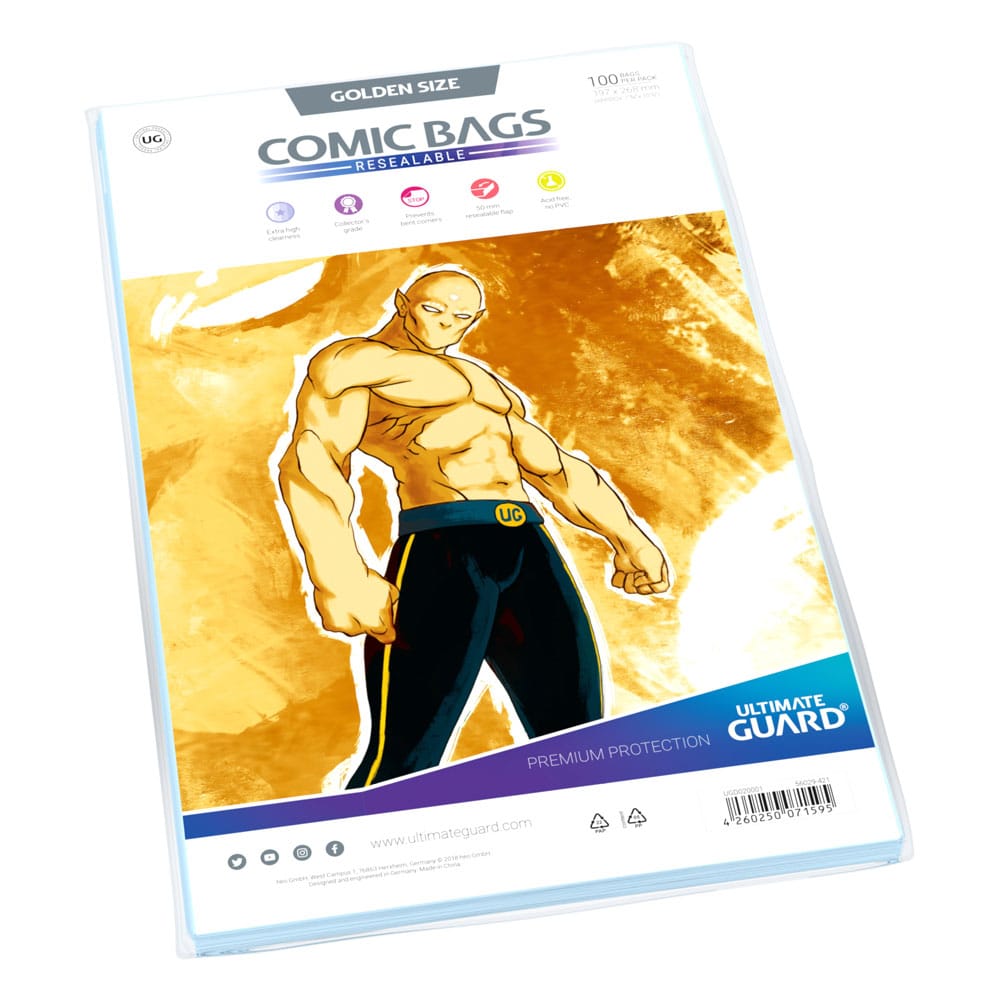 Ultimate Guard Comic Bags Resealable 100 Golden Size Ultimate Guard
