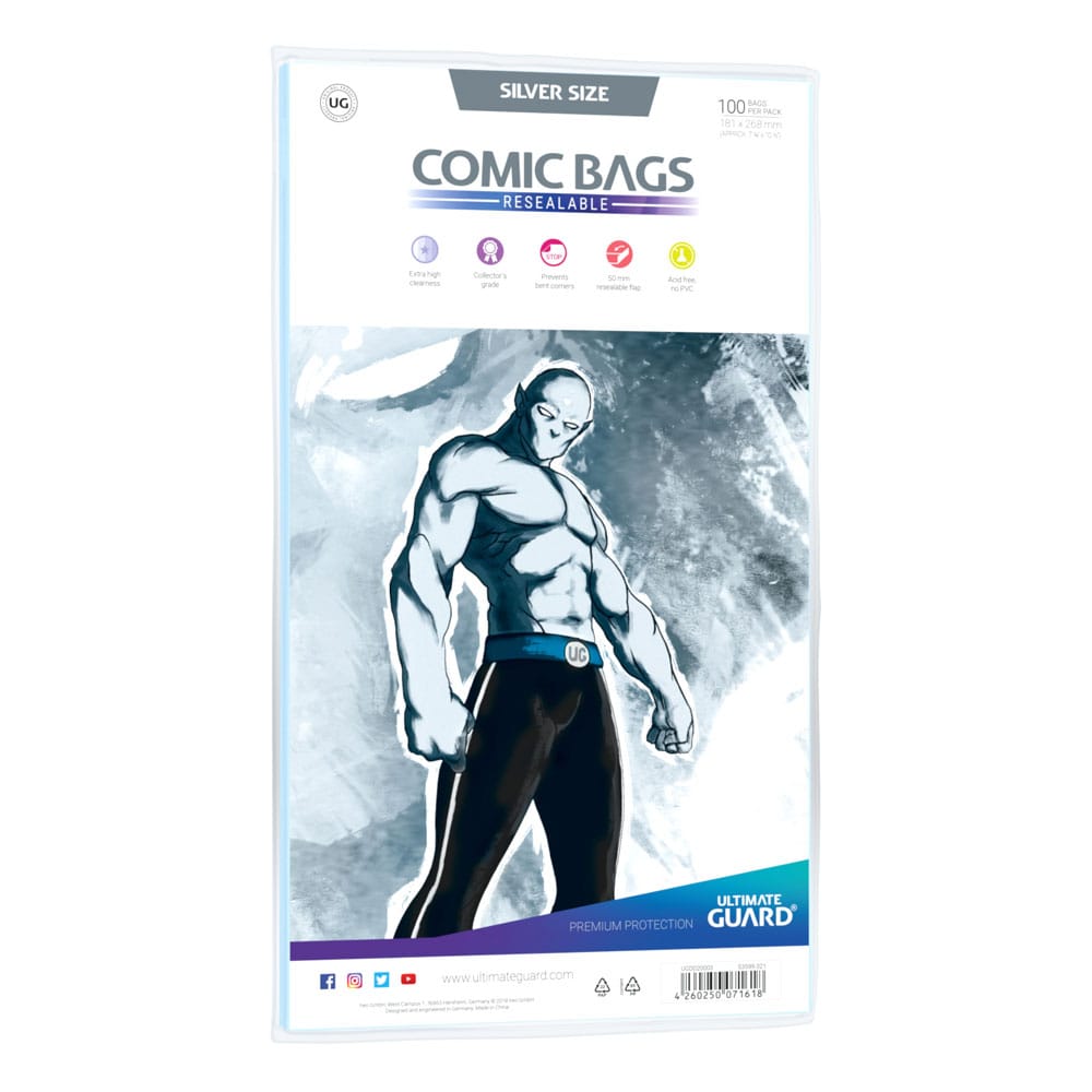Ultimate Guard Comic Bags Resealable 100 Silver Size Ultimate Guard