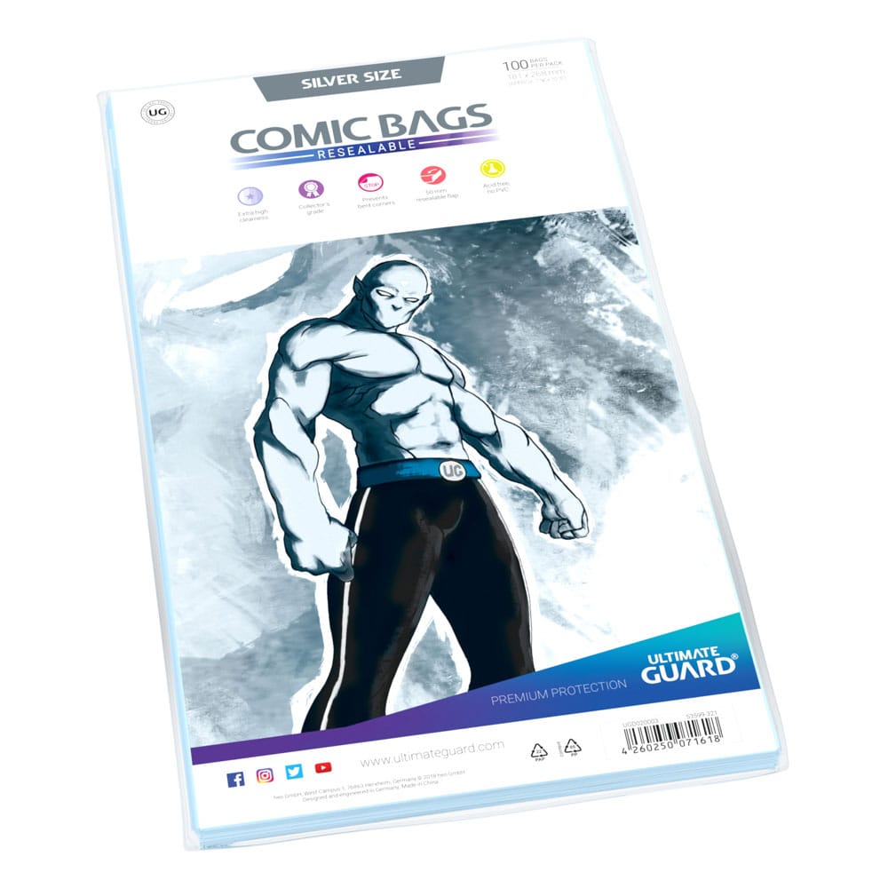 Ultimate Guard Comic Bags Resealable 100 Silver Size Ultimate Guard