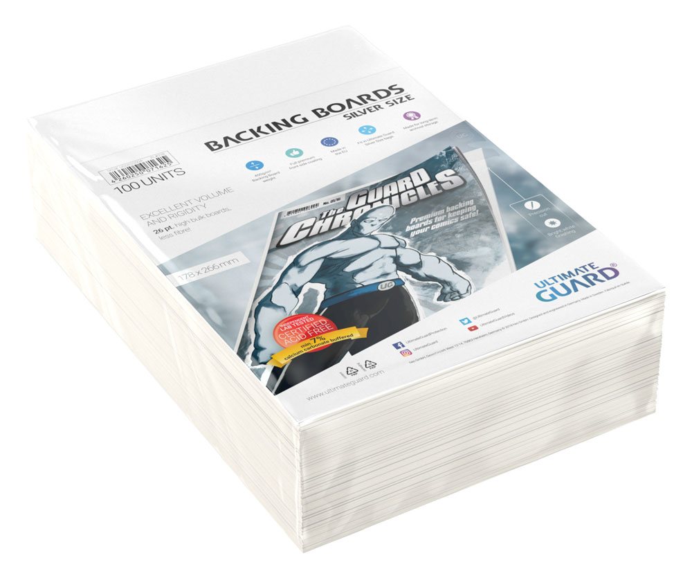 Ultimate Guard Comic Backing Boards 100 Silver Size Ultimate Guard