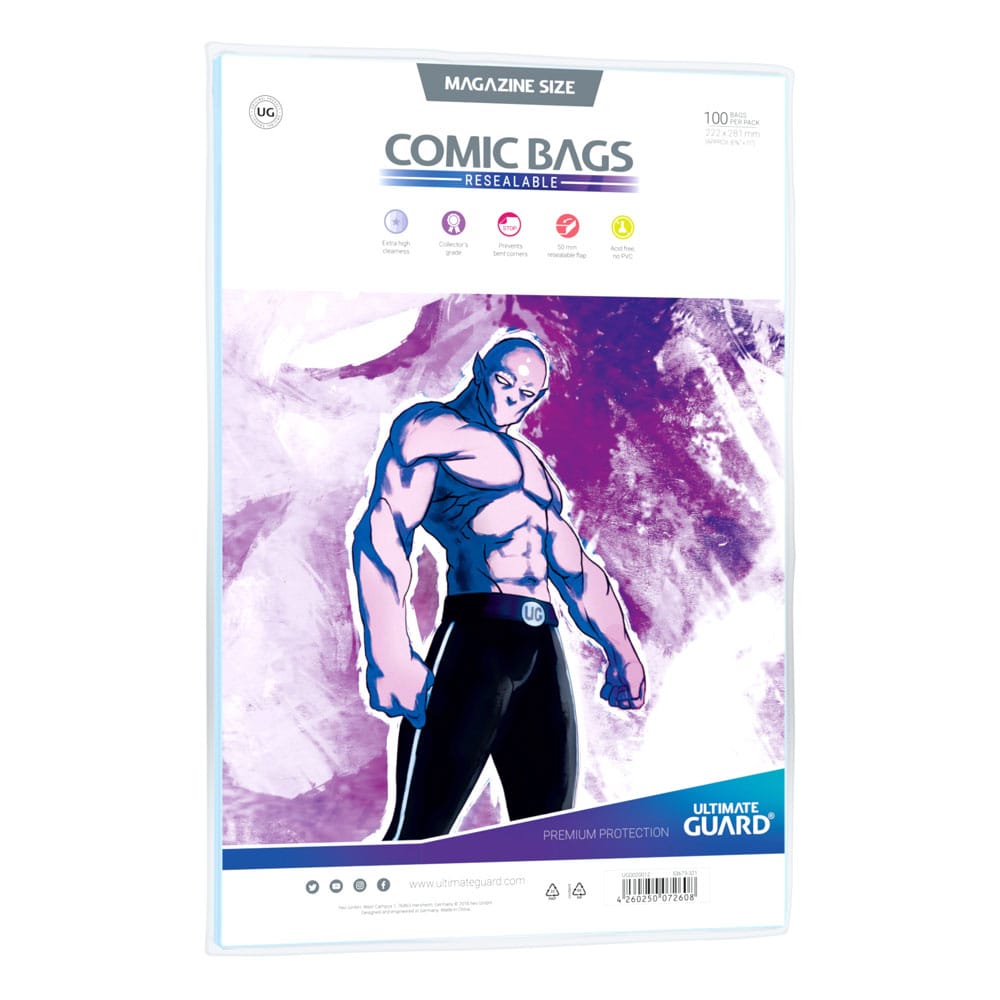 Ultimate Guard Comic Bags Resealable 100 Magazine Size Ultimate Guard
