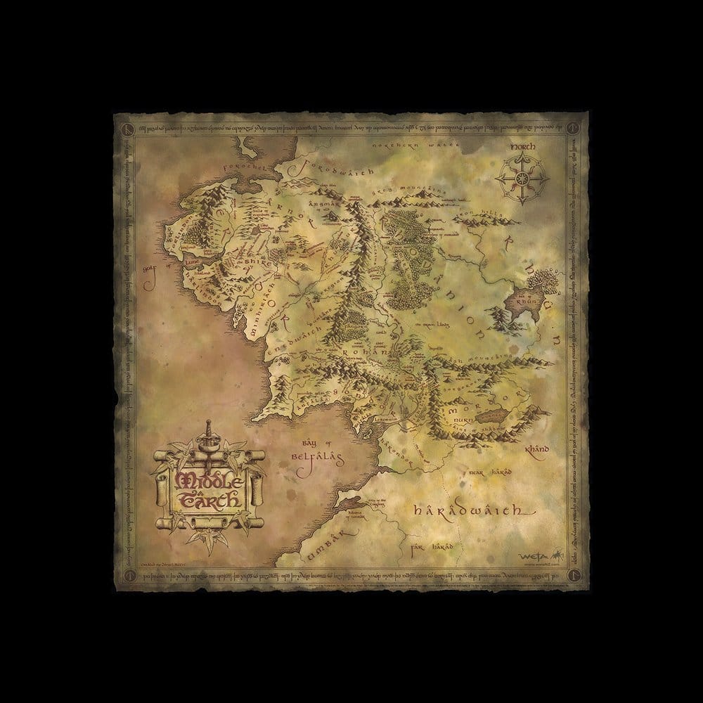 Lord of the Rings Art Print Parchment Map of Middle earth Weta Workshop