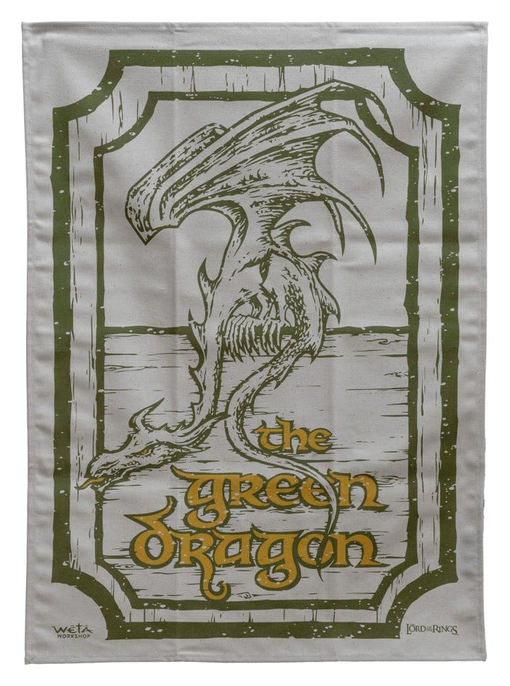 Lord of the Rings Tea Towel 2 Pack Green Dragon & Prancing Pony Weta Workshop