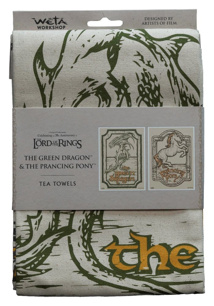 Lord of the Rings Tea Towel 2 Pack Green Dragon & Prancing Pony Weta Workshop