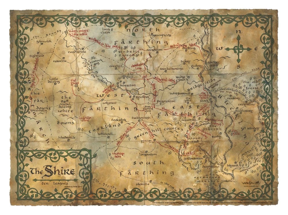 The Hobbit Art Print Map of the Shire Weta Workshop